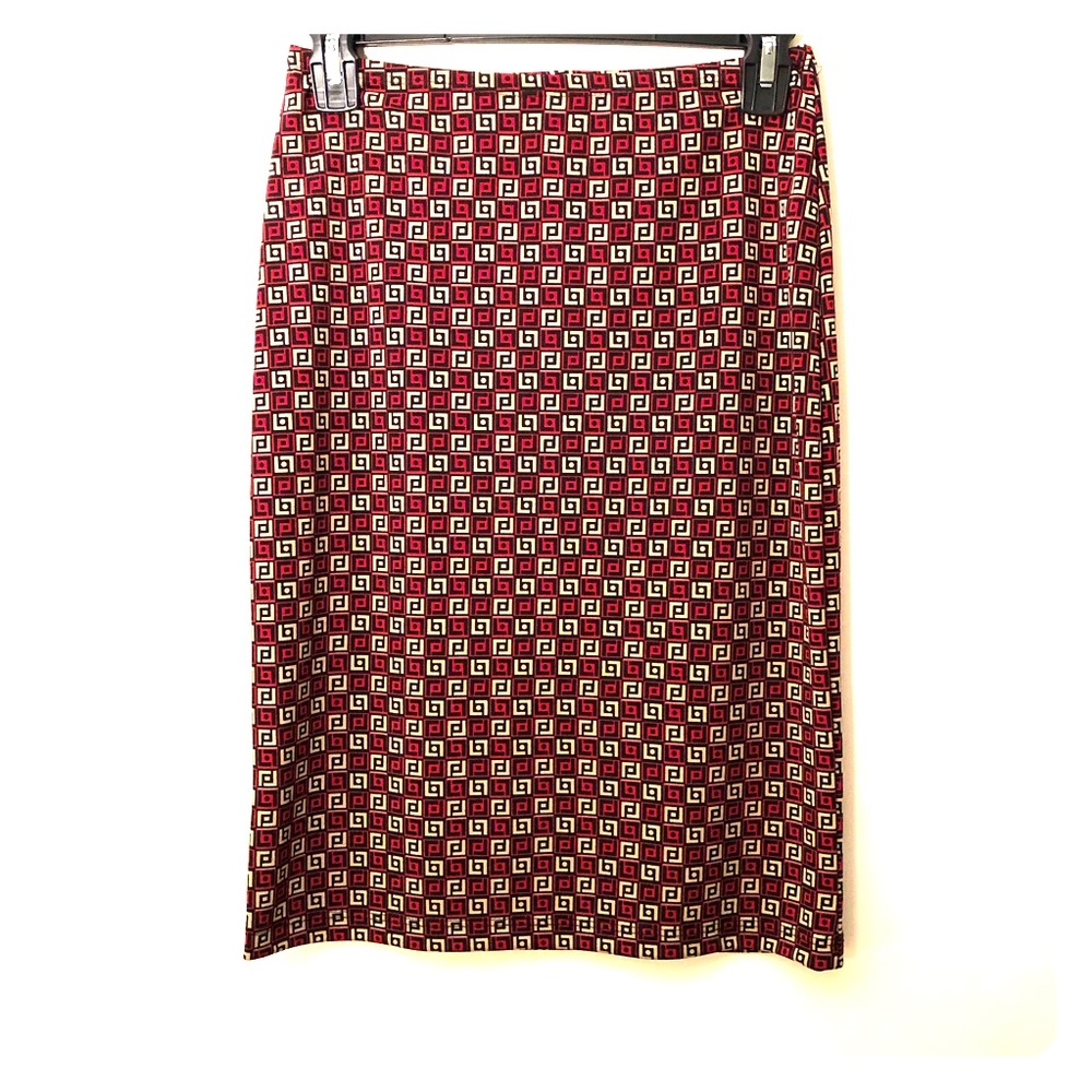 Savvy Red Tan and Black Skirt Size S